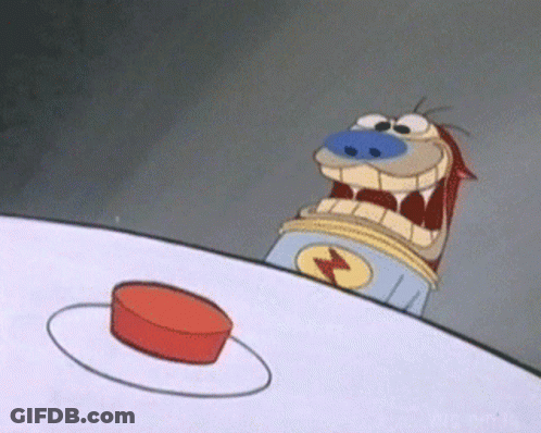 Cartoon Character Pressing Red Button GIF