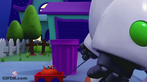 Cartoon Character Pulling Toy Train With Letter S GIF