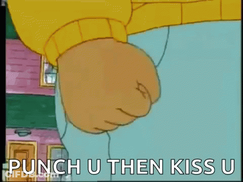 Cartoon Character Punching And Kissing GIF