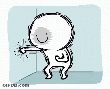 Cartoon Character Punching In Corner GIF