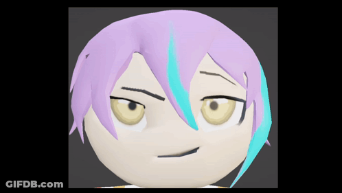 Cartoon Character Purple Blue Streaks Making Funny Face GIF