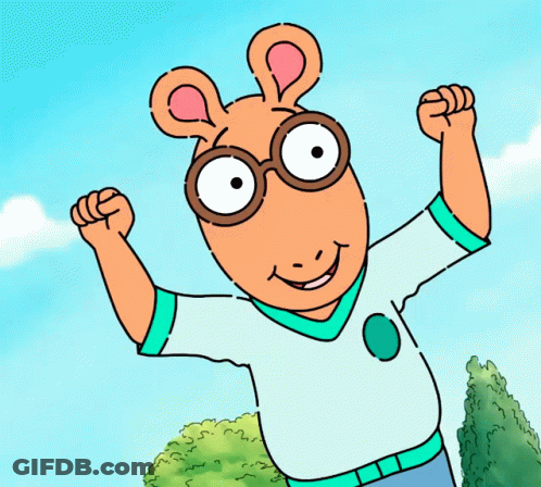 Cartoon Character Raising Arms GIF