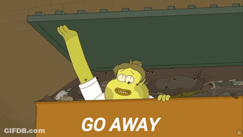 Cartoon Character Reaching Out Of Dumpster GIF