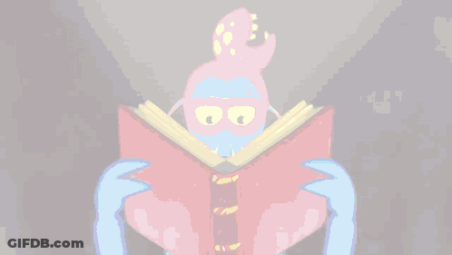 Cartoon Character Reading Book With Glasses GIF