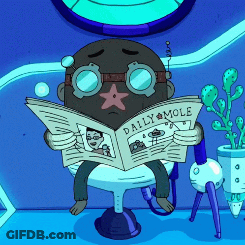 Cartoon Character Reading Daily Mole Newspaper GIF