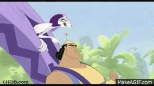 Cartoon Character Riding Man In Purple Dress GIF