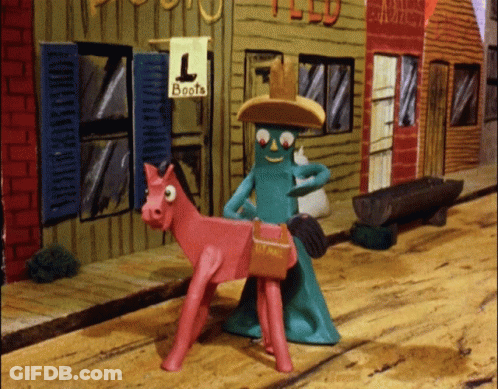 Cartoon Character Riding Pink Donkey GIF