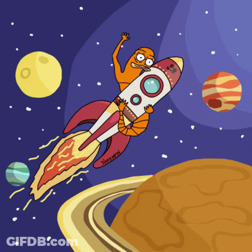 Cartoon Character Riding Shrewway Rocket GIF