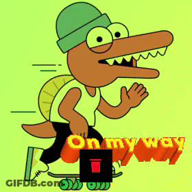 Cartoon Character Riding Skateboard On My Way GIF