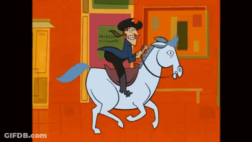 Cartoon Character Riding White Horse Saying Princess GIF