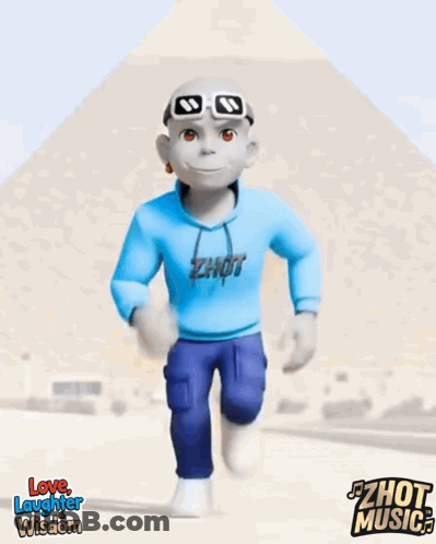 Cartoon Character Running By Pyramid, Love Laughter Wisdom GIF