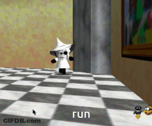 Cartoon Character Running In Room GIF