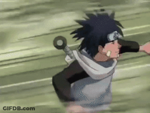 Cartoon Character Running With Sword And Bandana GIF