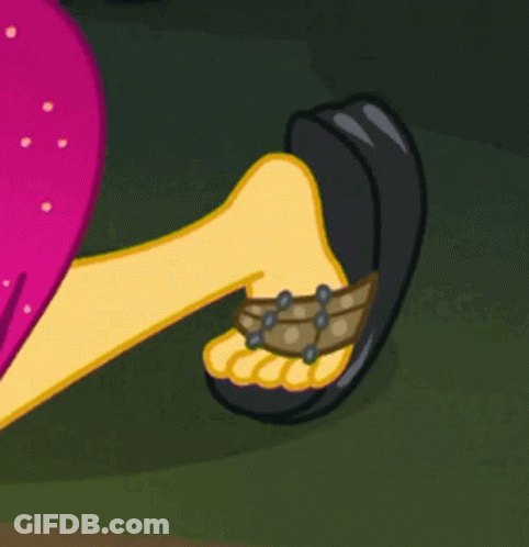 Cartoon Character's Foot Being Kicked By Black Hand GIF