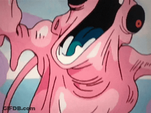 Cartoon Character's Mouth With Red Eye GIF