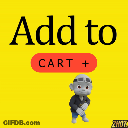 Cartoon Character Saying Add To Cart GIF
