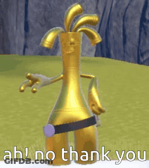 Cartoon Character Saying Ah No Thank You In Grass GIF