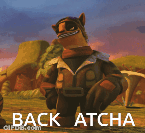 Cartoon Character Saying Back Atcha In Field GIF