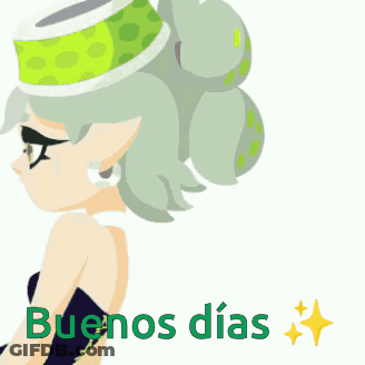 Cartoon Character Saying Buenos Dias In Green Letters GIF