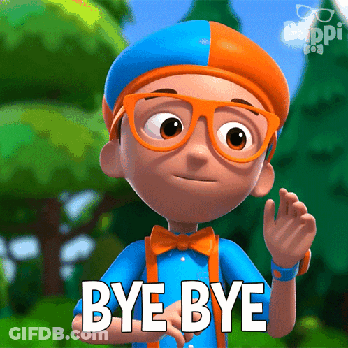Cartoon Character Saying Bye Bye In Forest GIF