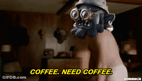 Cartoon Character Saying Coffee Need Coffee GIF