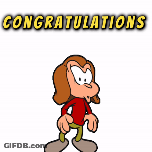 Cartoon Character Saying Congratulations GIF