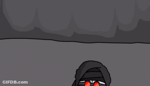 Cartoon Character Saying Cut It Out On Purple And Pink Background GIF