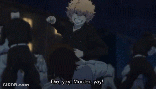 Cartoon Character Saying Die Yay Murder Yay GIF