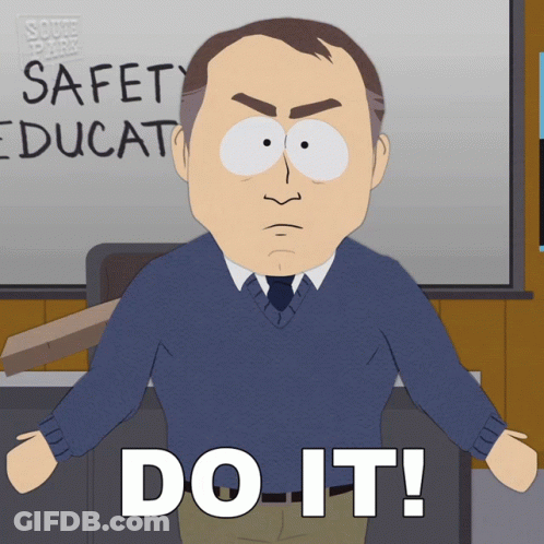 Cartoon Character Saying Do It In Front Of Whiteboard GIF
