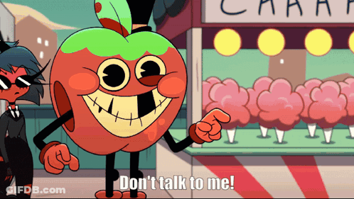 Cartoon Character Saying Don't Talk To Me At Cotton Candy Stand GIF