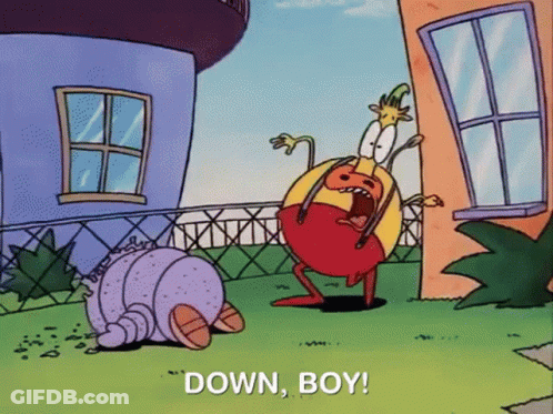 Cartoon Character Saying Down Boy Next To Another Character GIF