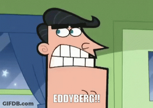 Cartoon Character Saying Eddyberg In Room GIF