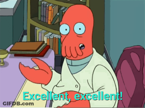Cartoon Character Saying Excellent Excellent In Library GIF