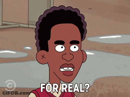 Cartoon Character Saying For Real In Front Of Puddle GIF