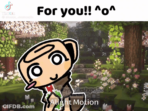 Cartoon Character Saying For You Minecraft Landscape GIF