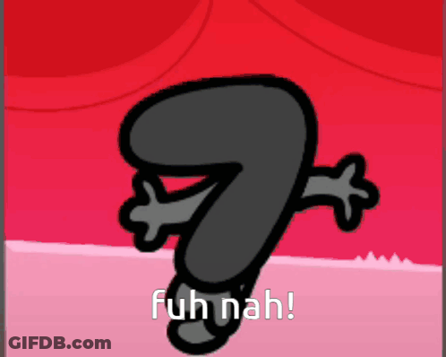 Cartoon Character Saying Fuh Nah Red Background GIF