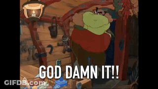 Cartoon Character Saying God Damn It GIF