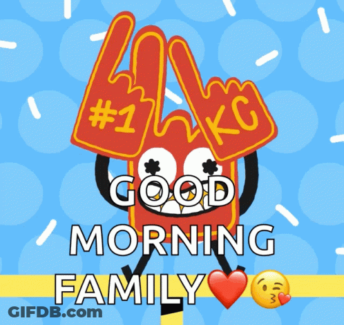 Cartoon Character Saying Good Morning Family With Heart GIF