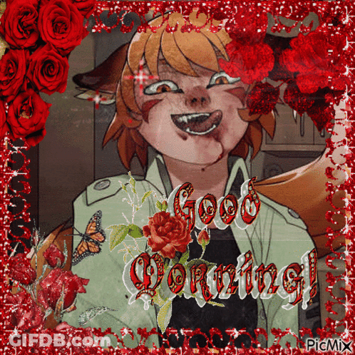 Cartoon Character Saying Good Morning In Red GIF