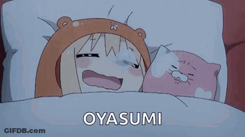Cartoon Character Saying Good Night With Sword GIF