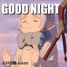 Cartoon Character Saying Good Night With Sword GIF