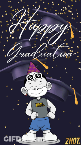 Cartoon Character Saying Happy Graduation GIF