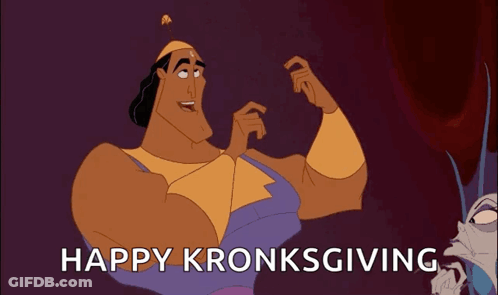 Cartoon Character Saying Happy Kronksgiving GIF