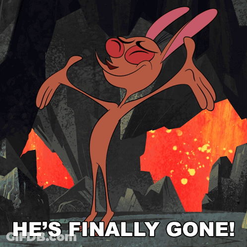 Cartoon Character Saying He's Finally Gone GIF