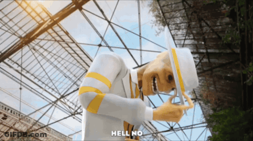Cartoon Character Saying Hell No In Front Of Building GIF