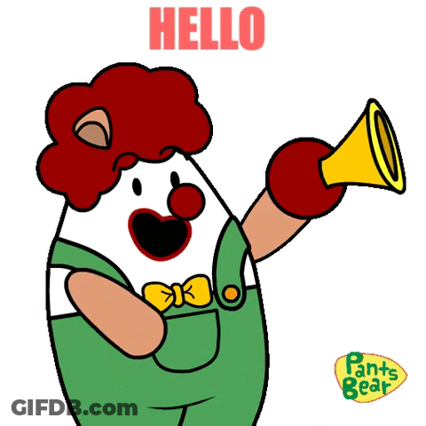 Cartoon Character Saying Hello Honk Holding Horn GIF