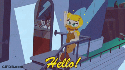 Cartoon Character Saying Hello On Stairs GIF