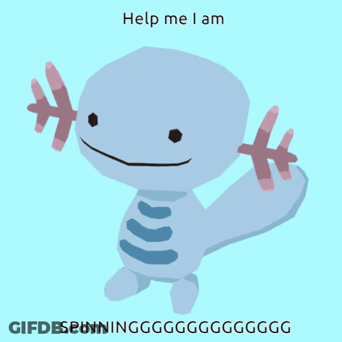 Cartoon Character Saying Help Me I Am Spinning GIF
