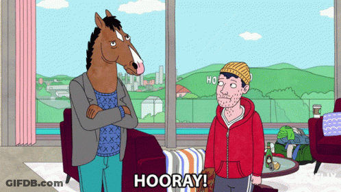 Cartoon Character Saying Hooray GIF