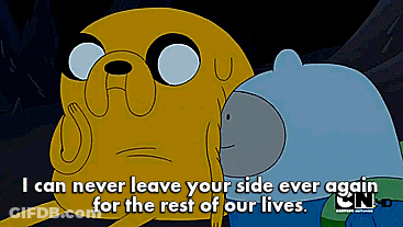 Cartoon Character Saying I Can Never Leave Your Side GIF